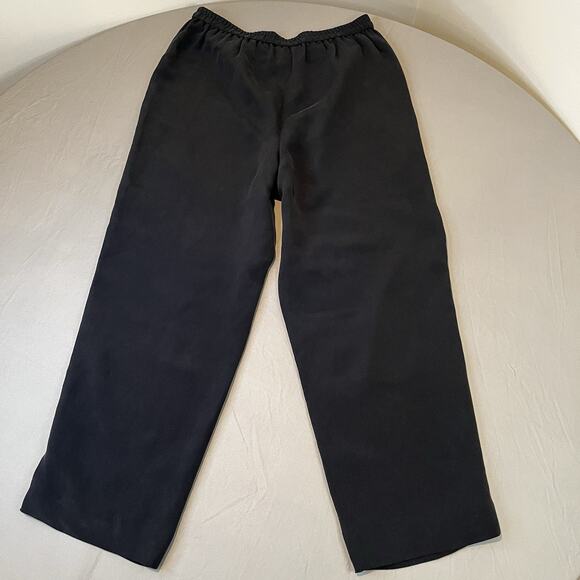 Talbots Petites Pure Silk 10 Lined Elastic Waist Black Dress Pants Trousers - Picture 2 of 8